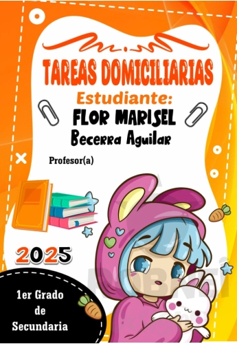 Anime Kawaii tareas Caratula Naranja